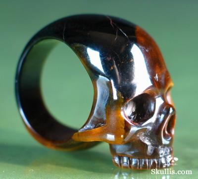 Tiger' Eye Crystal Skull Ring