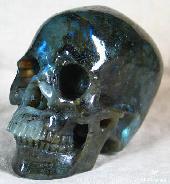 Huge 4.6" Labradorite Carved Crystal Skull, Super Realistic