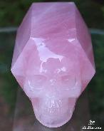 4.9" Pink Rose Quartz Rock Crystal Carved Wand/Piont Skull