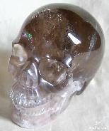 Huge 4.9" Clear Smokey Quartz Carved Crystal Singing Skull