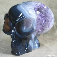 Huge 5.9" Geode Agate Carved Crystal Alien Skull