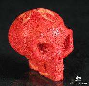 1.1" Red Coral Carved Crystal Alien Skull