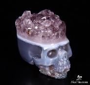 1.5" Agate, Amethyst Druse Carved Crystal Skull, Realistic