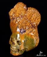 1.8" Ocean Jasper Carved Crystal Druse Skull