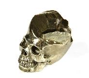 1.2" Pyrite Carved Crystal Druse Skull