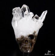 Crystal Cluster, 1.7" Quartz Rock Crystal Carved Crystal Druse Skull