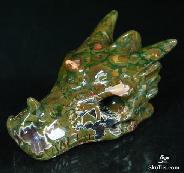 2.6" Rainforest Jasper Carved Crystal Dragon Skull