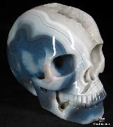 Huge 5.9" Geode Agate Carved Crystal Skull, Realistic