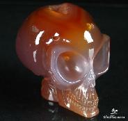 2.5" Red Agate Carved Crystal Alien Skull