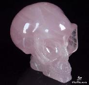 2.5" Pink Rose Quartz Rock Crystal Carved Crystal Alien Skull