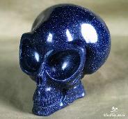 2.6" Blue Sand Stone Carved Crystal Alien Skull