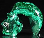 INCREDIBLE!! 4.8" Malachite Carved Crystal Skull, Hollow