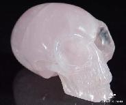 Elongated 2.4" Pink Rose Quartz Rock Crystal Carved Crystal Alien Skull