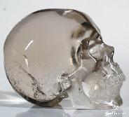 Clear 3.0" Smokey Quartz Rock Crystal Carved Crystal Skull, Super Realistic