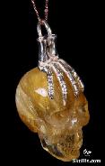 Orange Fluorite Carved Crystal Skull Pendant