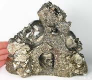 Stunning Unusual Hue Giant 6.3" Pure Pyrite Carved Crystal Skull, Original