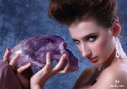 Stunning 10.4" Amethyst Carved Crystal Alien Skull, Quartz