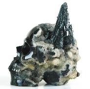 Stunning 3.8" Stibnite Carved Crystal Skull, Realistic