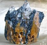 Incredible, 5.4" Hematite ROSE & Quartz Rock Crystal Druse Skulls Carving