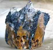 Incredible 5.4" Hematite ROSE and Quartz Druse Carved Crystal Skull, Original