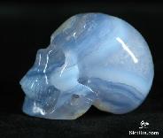 Geode 1.5" Blue Lace Agate Carved Crystal Skull, Realistic