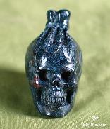 Pietersite Carved Skull with Bones Pendant, Gemstone