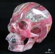 Gemstone, Rare Geode, 3.0" Rhodochrosite Carved Crystal Skull SUPER Realistic