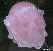 4.0" Pink Rose Quartz Rock Crystal Carved Crystal Skull With Bones