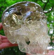 Biggest, Incredible Rainbows! 6.7" Citrine Carved Crystal Skull, Lifesized Super Realistic