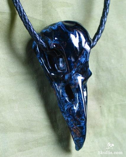Blue, Gold & Red Pietersite Crystal Raven Skull