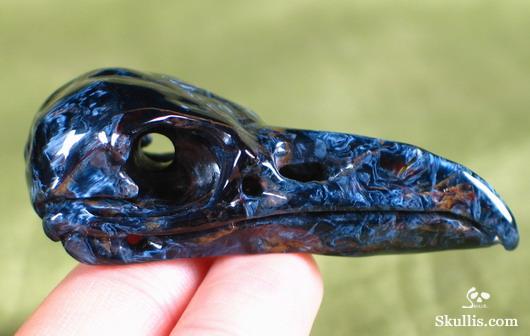 Blue, Gold & Red Pietersite Crystal Raven Skull