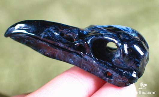 Blue, Gold & Red Pietersite Crystal Raven Skull