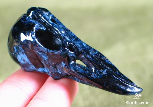 Blue, Gold & Red Pietersite Crystal Raven Skull