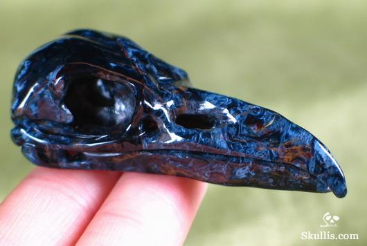 Blue, Gold & Red Pietersite Crystal Raven Skull