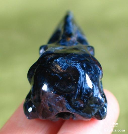 Blue, Gold & Red Pietersite Crystal Raven Skull