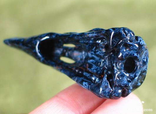 Blue, Gold & Red Pietersite Crystal Raven Skull