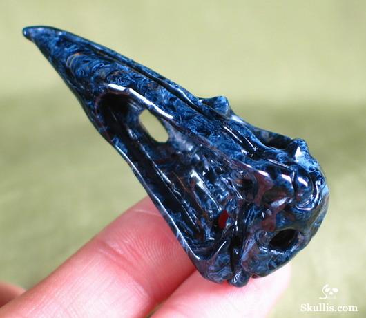 Blue, Gold & Red Pietersite Crystal Raven Skull