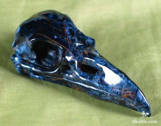 Blue, Gold & Red Pietersite Crystal Raven Skull