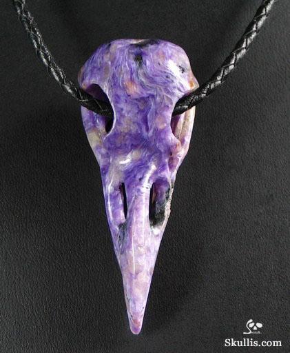 Russian Charoite Crystal Raven Skull