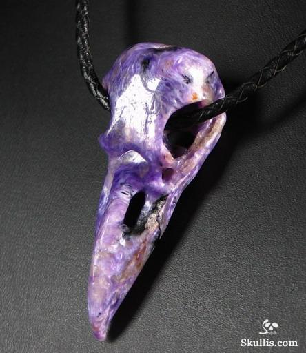 Russian Charoite Crystal Raven Skull
