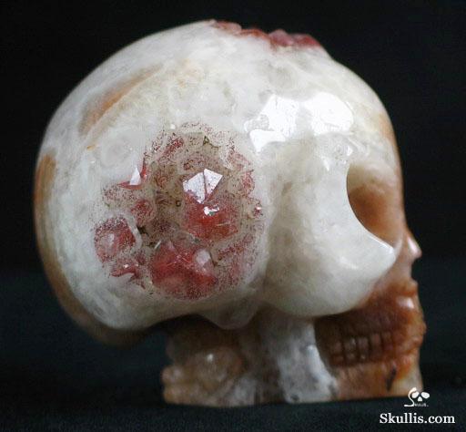 Quartz Rock Crystal with reds Druse Crystal Alien Skull