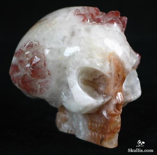 Quartz Rock Crystal with reds Druse Crystal Alien Skull