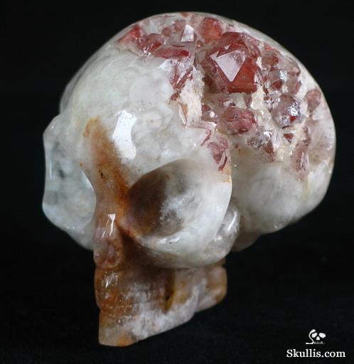 Quartz Rock Crystal with reds Druse Crystal Alien Skull