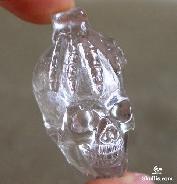 Clear Smoky/Smokey Carved Skull Bones Pendant, Crystal