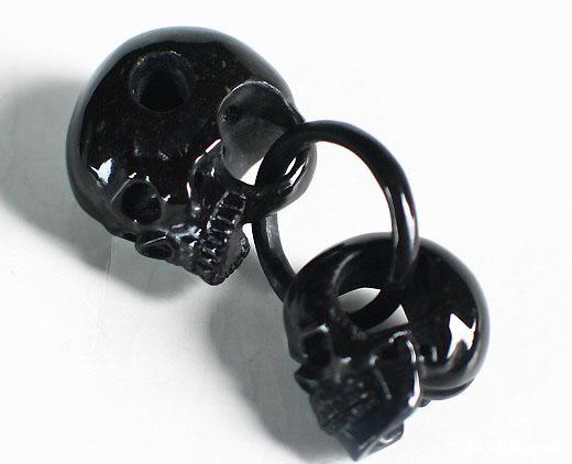 Black Obsidian Double Skulls with Ring Pendant