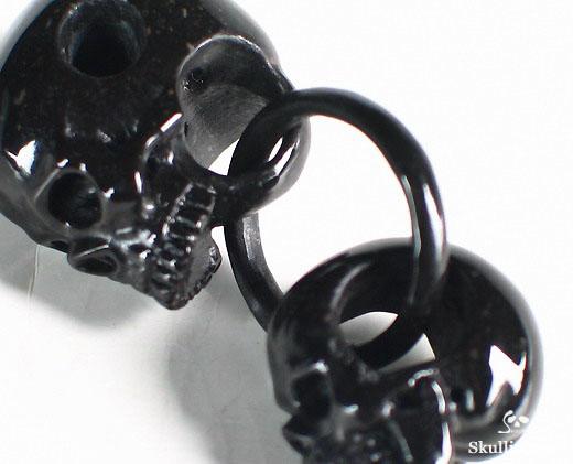 Black Obsidian Double Skulls with Ring Pendant