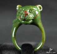 Bloodstone Carved Leopard Ring, Crystal, Size 9, R13