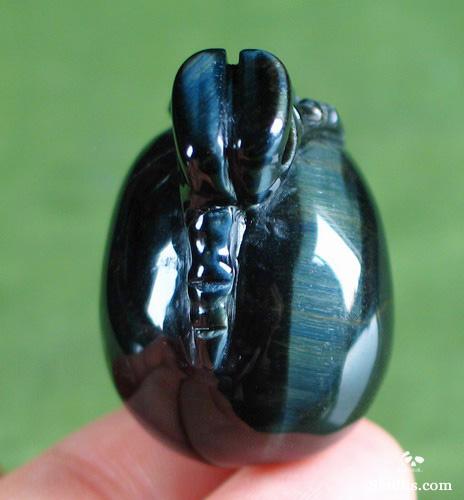 Blue Tiger's Eye Crystal Skull with Bones Pandant