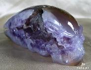 RECOMMEND, Stunning Geode, 5.2" Amethyst and Agate Geode Carved Crystal Alien Skull, Realistic Druse