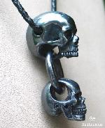 Hematite Carved Skulls with Ring Pendant, Crystal